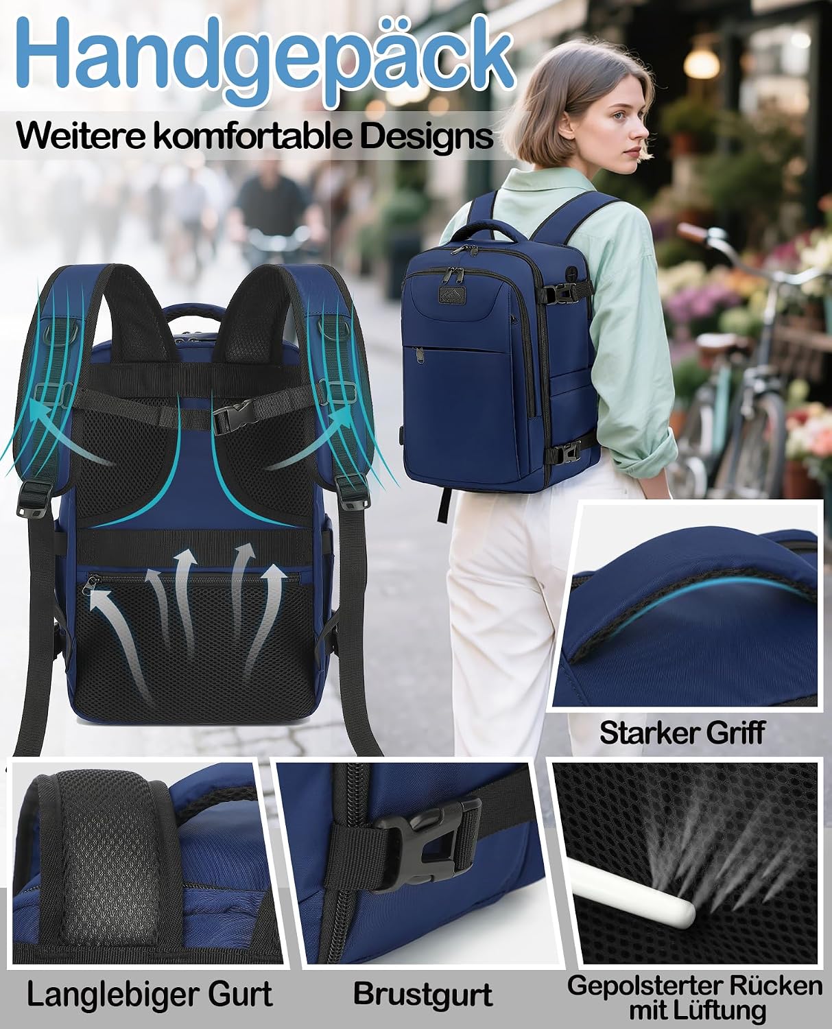 Detalle 1 de LYNXCHER Handgepäck Rucksack 40x20x25