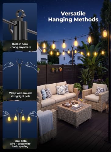 Detalle 2 de Brightown 52FT Solar String Lights Outdoor Waterproof – 26Hrs Runtime