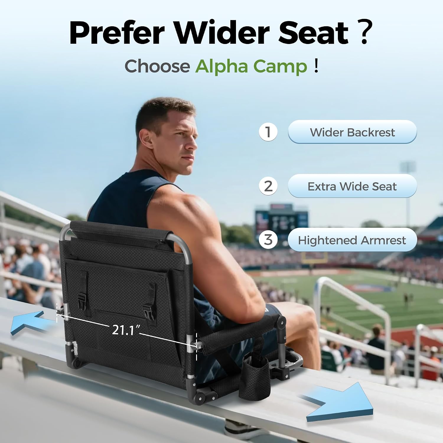 Detalle 2 de ALPHA CAMP Stadium Seats with Armrests 2-Pack