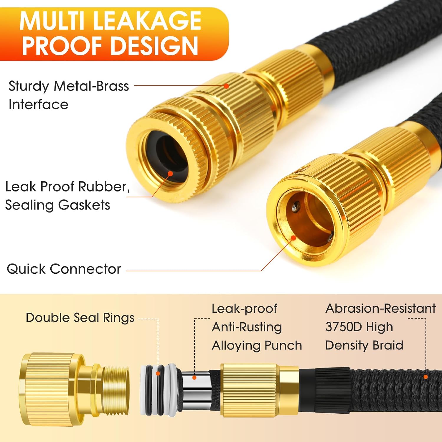 Detalle 2 de Expandable Garden Hose 50FT with 10-Function Gun: Durable, Flexible and Easy to Use