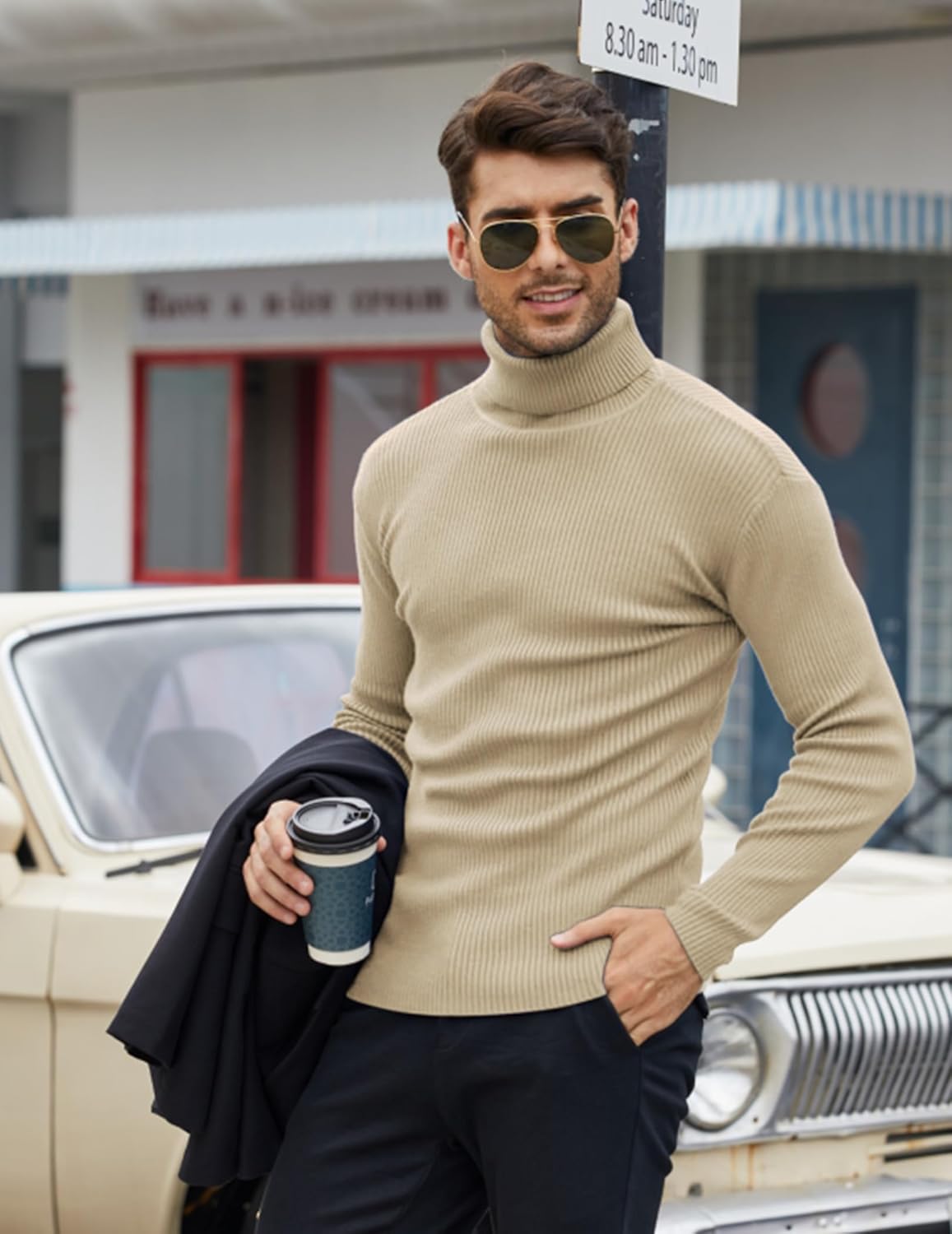Thumbnail 1 de COOFANDY Rollkragenpullover Slim Fit