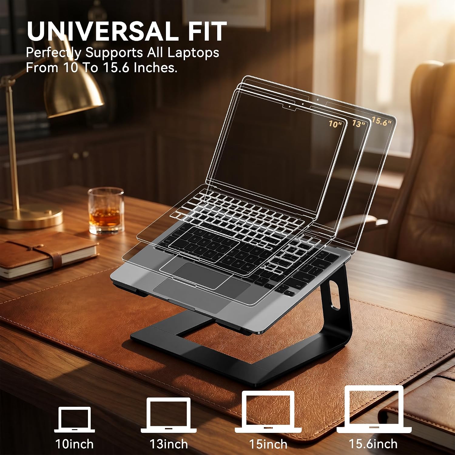 Detalle 2 de SOUNDANCE LS1 Aluminium Laptop Stand, Black, for 10–15.6-inch Laptops