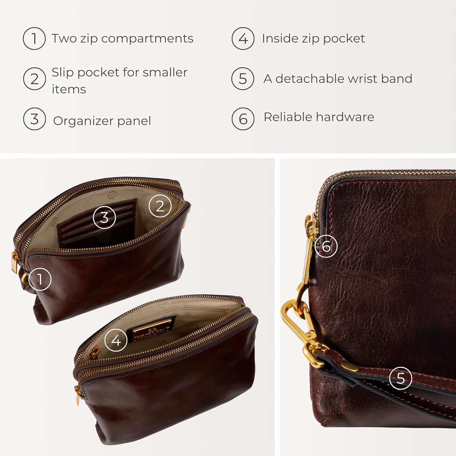 Thumbnail 3 de Time Resistance Leather Clutch for Men – Handmade Italian Organizer Bag with Gift Box