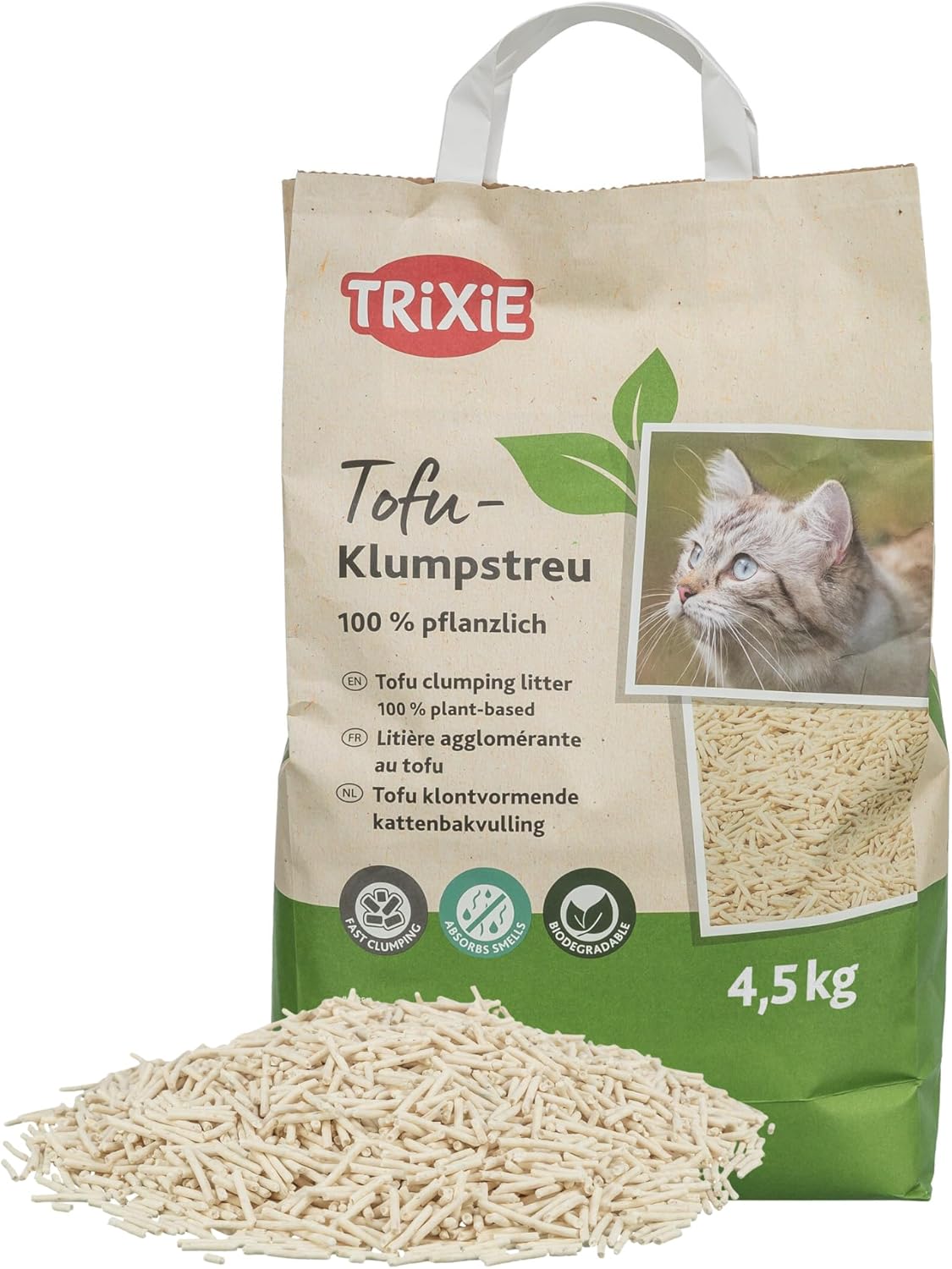Thumbnail 6 de Trixie Tofu-Klumpstreu 2,5 kg – staubarmes, geruchsneutralisierendes und biologisch abbaubares Katzenstreu für Katzentoiletten