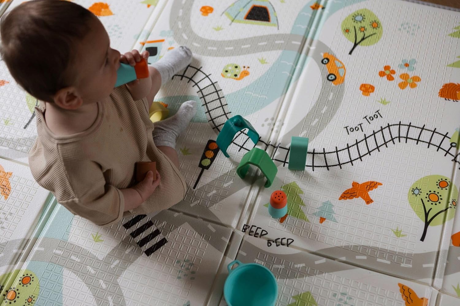 Thumbnail 4 de Nuby Foldable Reversible Play Mat - Easy Clean, Waterproof, from Birth (147 x 195 cm) Road
