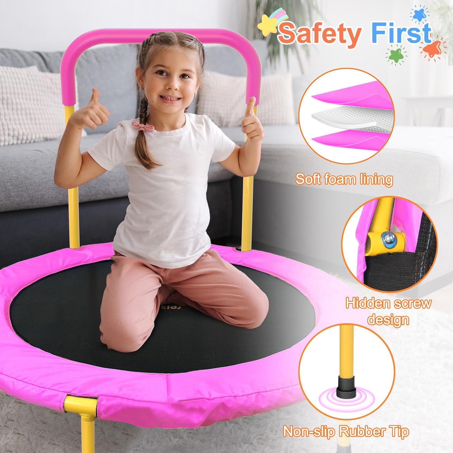 Detalle de ATIVAFIT 36-Inch Toddler Trampoline with Foam Handle