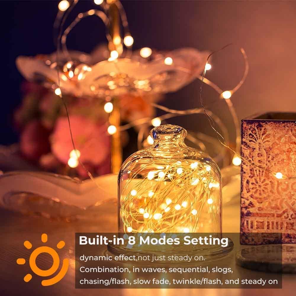 Detalle 2 de FULEN 33ft Fairy Lights, 100 Warm White LEDs, USB Powered