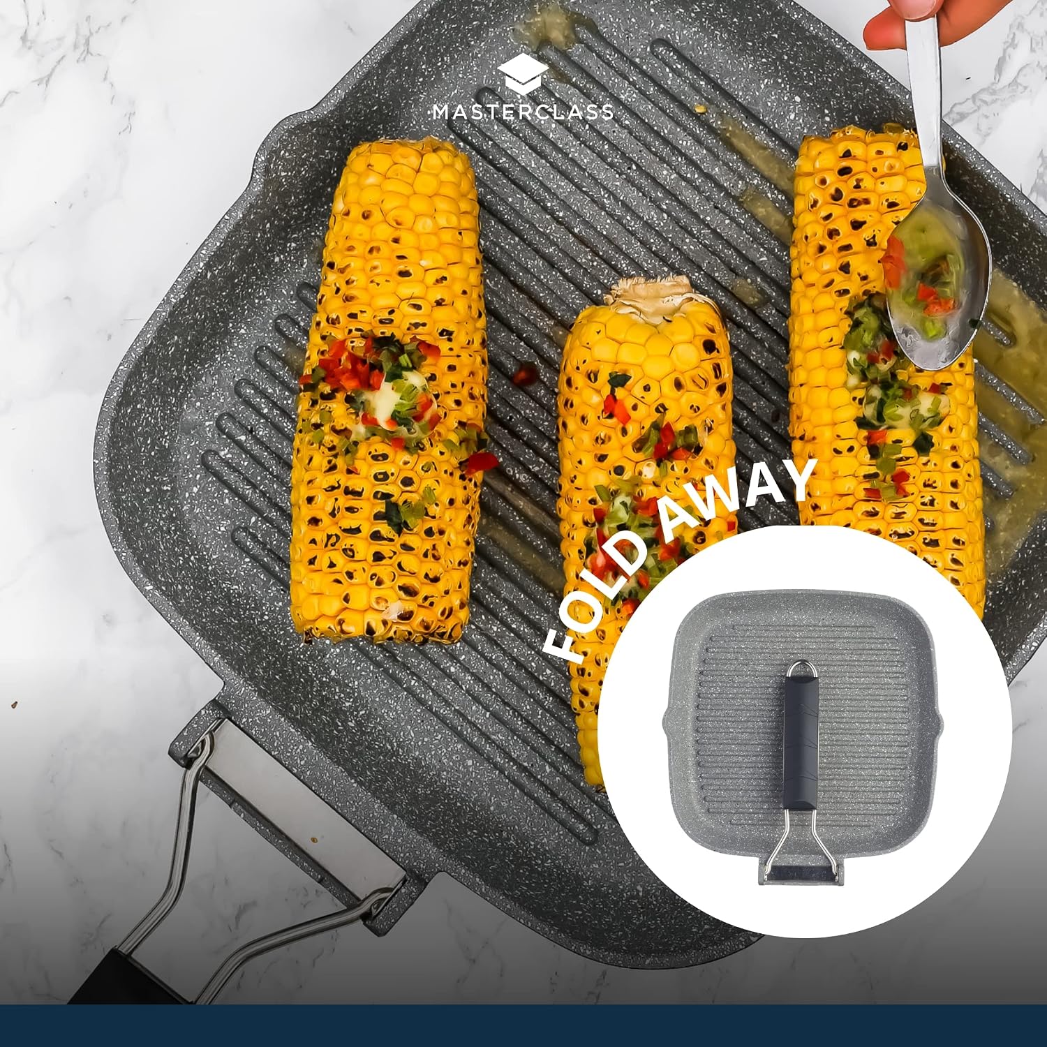 Detalle 2 de MasterClass 24 cm Non-Stick Induction Griddle Pan with Folding Handle
