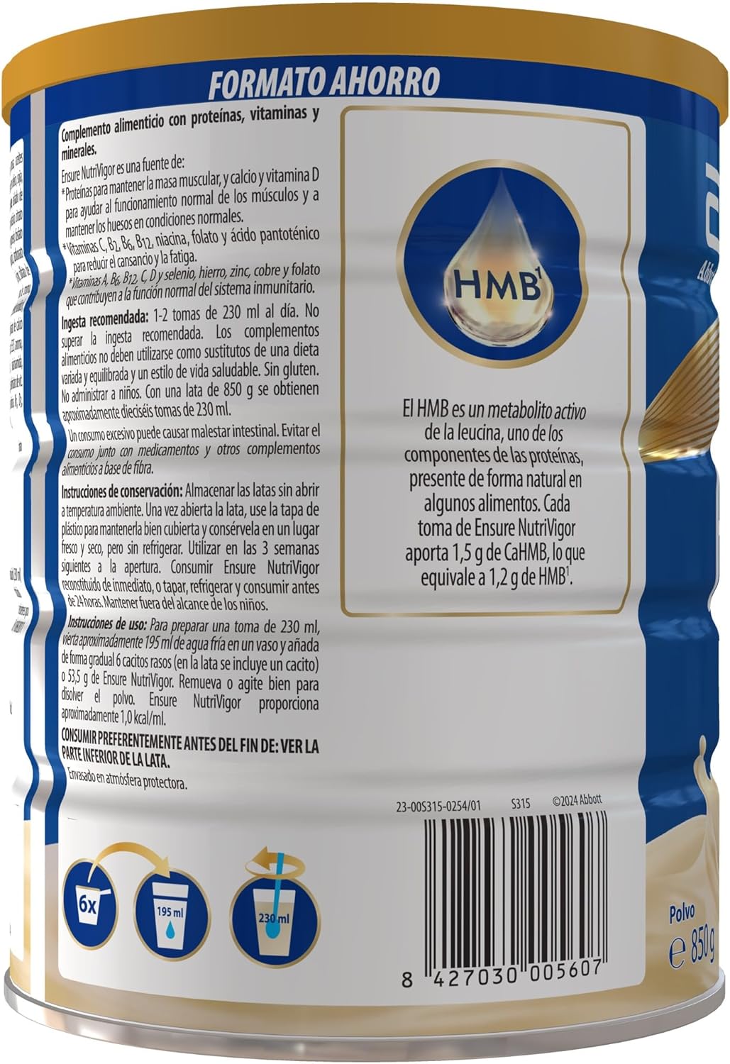 Thumbnail 2 de Ensure Nutrivigor - Sabor Vainilla 🍶, HMB y Proteínas, 850 g