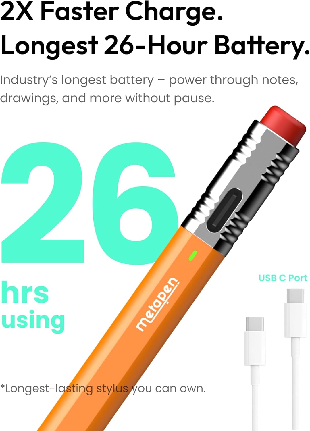 Thumbnail 4 de Metapen Air 8 Pro X Pencil for iPad (2018–2026) — Ultra-Quiet, Palm Rejection Stylus Pen