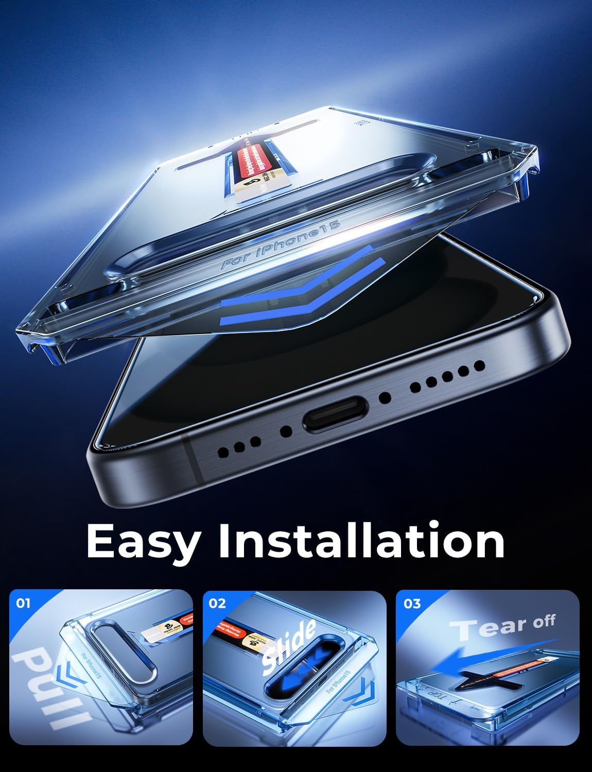Thumbnail 6 de MAGIC JOHN DT-IPH15-PRV Privacy Glass Screen Protector, 2-Pack for iPhone 15