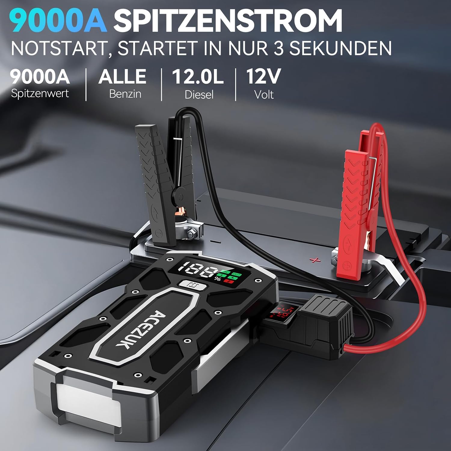 Detalle 2 de ACEZUK Starthilfe Powerbank 8000A für Auto starten ⛽