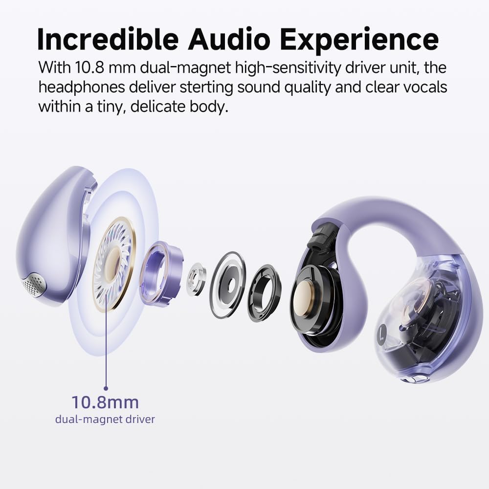 Detalle de QCY Crossky C30 cuffie open-ear wireless Bluetooth 5.4 con chiamate ENC e doppia connessione