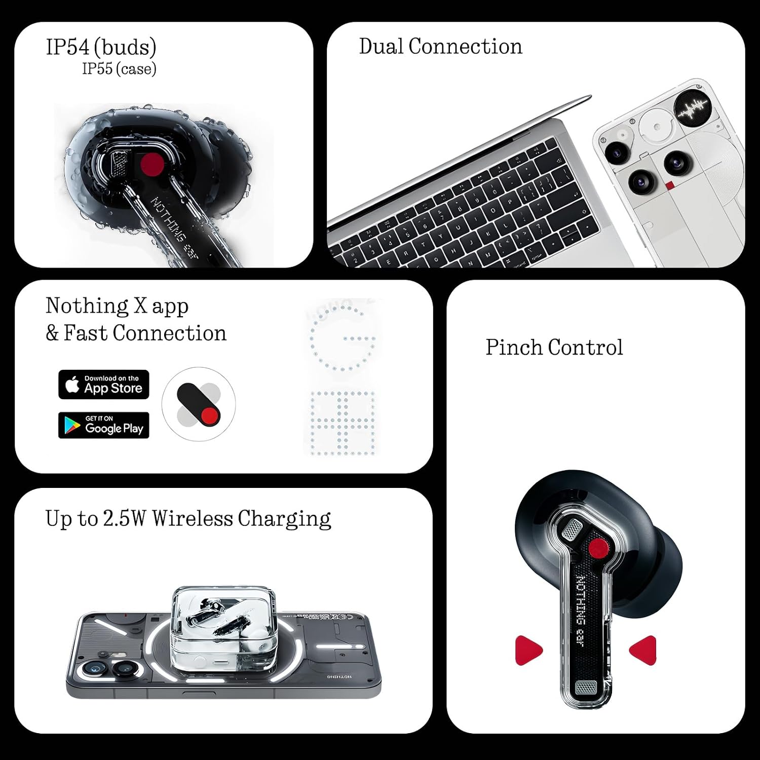 Thumbnail 1 de Nothing Ear Wireless ANC 45 dB Hybrid Earbuds