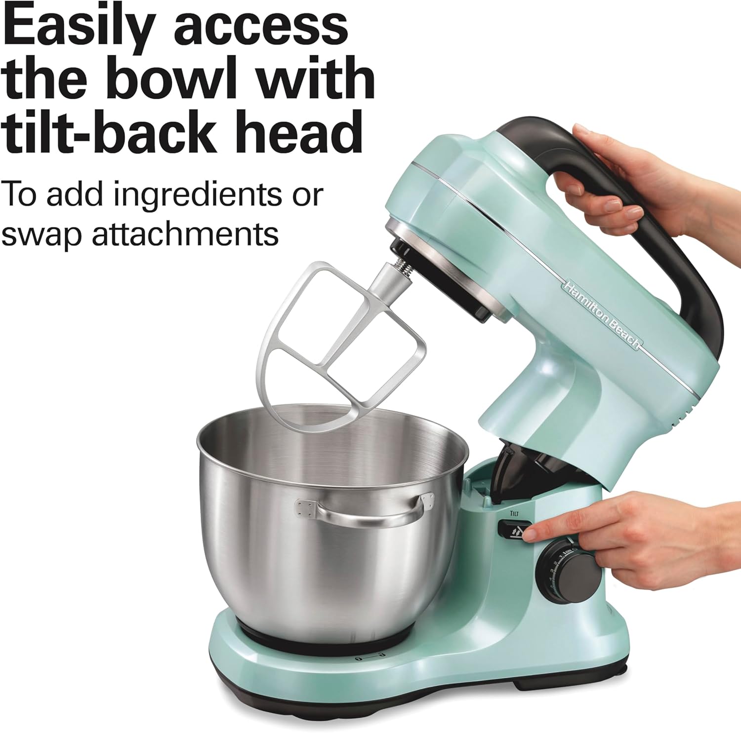 Thumbnail 5 de Hamilton Beach Electric Stand Mixer, 4 Quarts (Aqua) with 7 Speeds