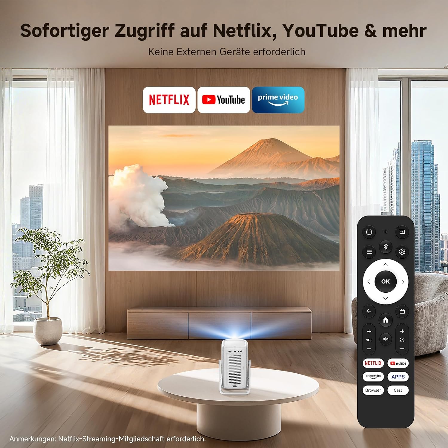 Detalle 2 de iSinbox 1200ANSI 4K Heimkino-Beamer mit Dolby Audio đź“˝