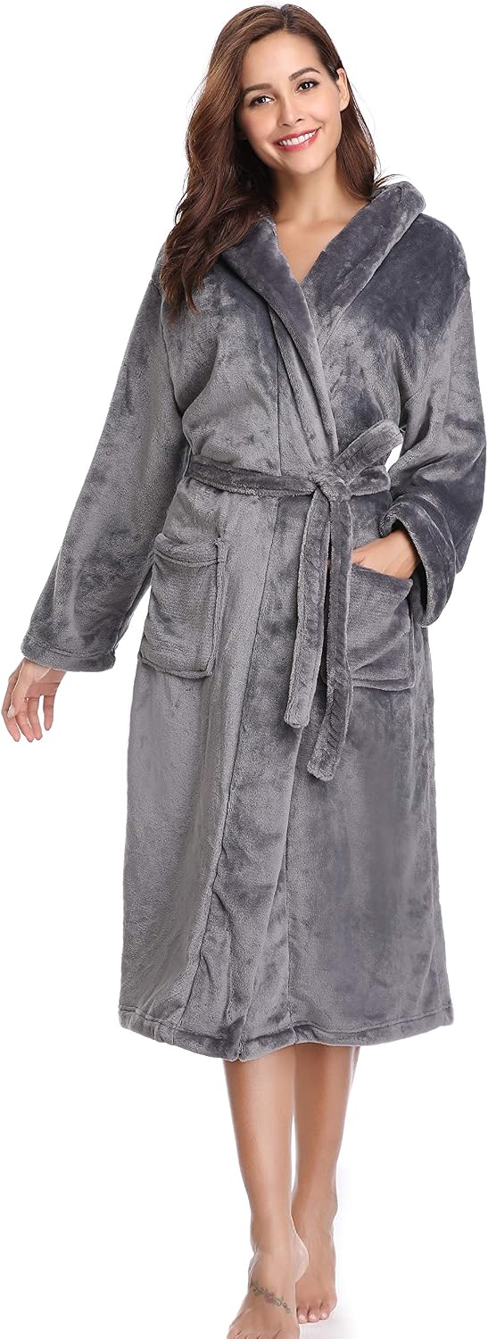 Thumbnail 6 de Vlazom Peignoir polaire femme à capuche en flanelle (polyester) – robe de chambre chaude et douce