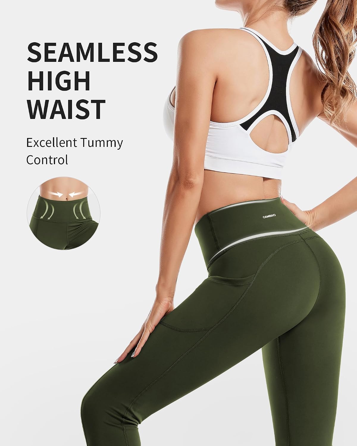 Detalle de CAMBIVO Leggins Sportivi Donna a Vita Alta con Push up e Tasche