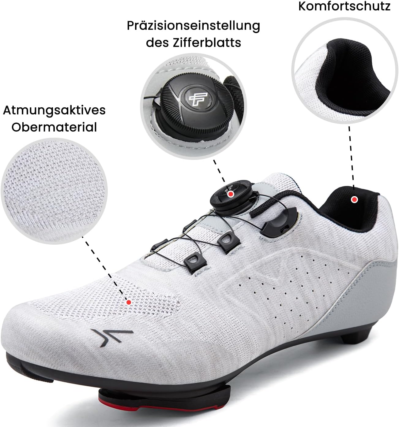 Detalle de Feyenold Fahrradschuhe für Herren & Damen – Kompatibel mit Peloton, SPD & Look Delta, mit Carbonsohle