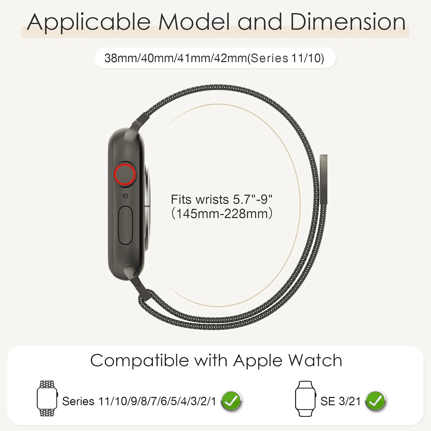 Thumbnail 1 de Original Milanese Loop Magnetic Metal Strap Compatible with Apple Watch 38–49mm (Women & Men)