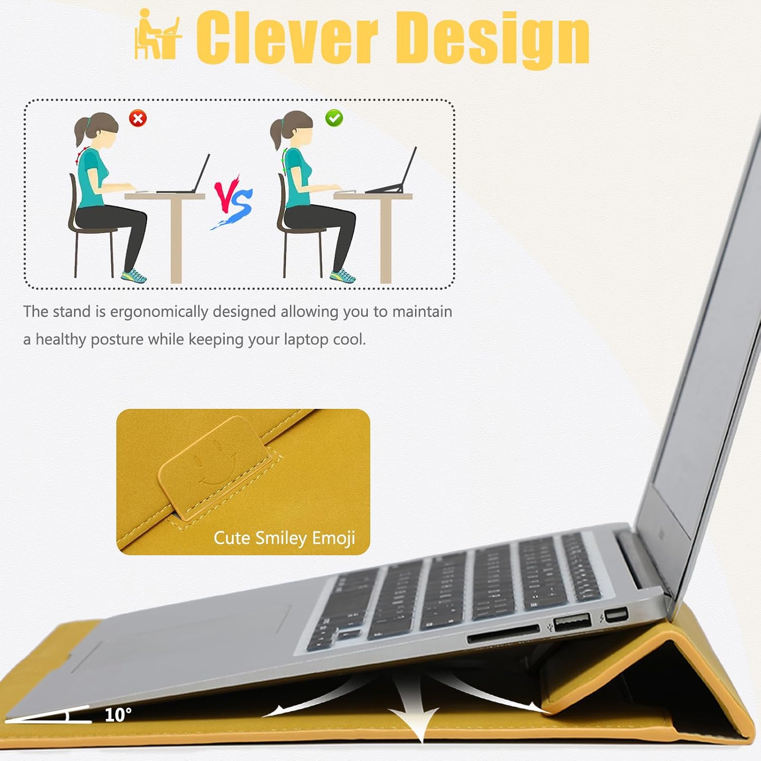 Detalle de HYZUO 13 Inch Laptop Sleeve with Stand