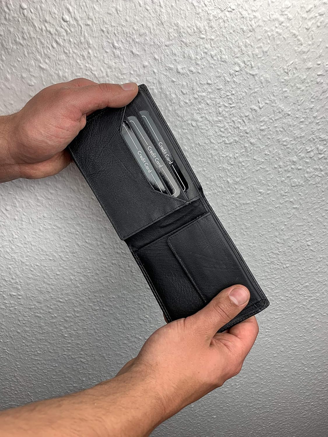 Detalle de LEAS Geldbörse Herren extra dünn mit RFID-Schutz – Echtleder, 3 Scheinfächer, Schwarz