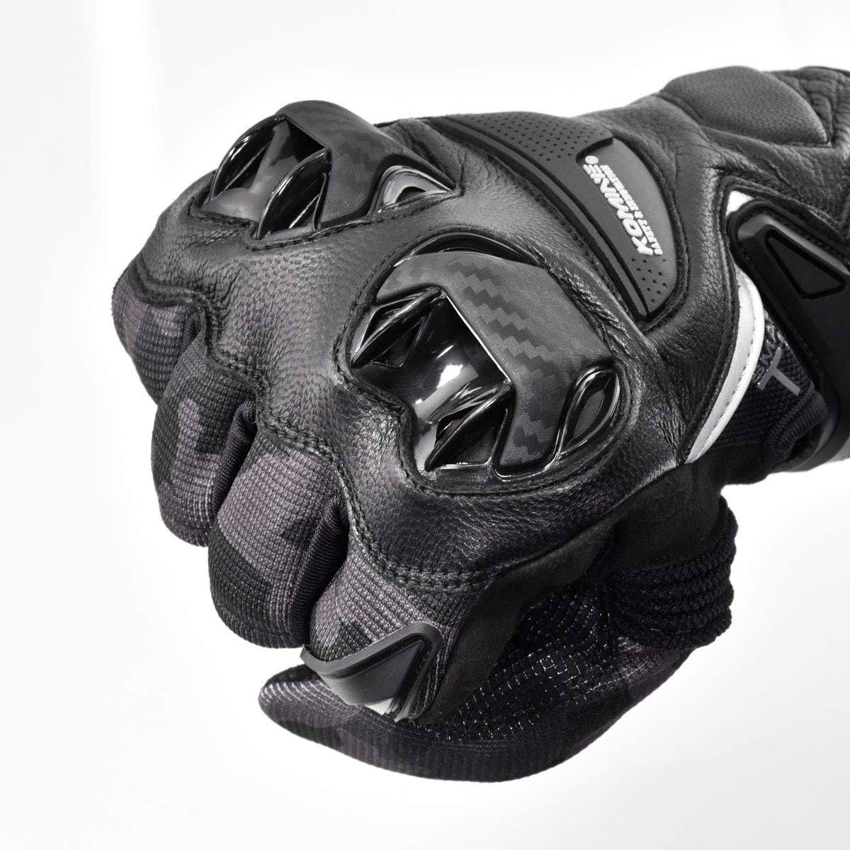 Detalle de コミネ GK-234 1232 バイク用グローブ ブラック S レザー×メッシュ・カーボンプロテクター