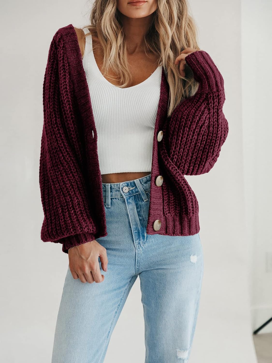 Thumbnail 5 de PRETTYGARDEN Women's Chunky Knit Open Front Cardigan