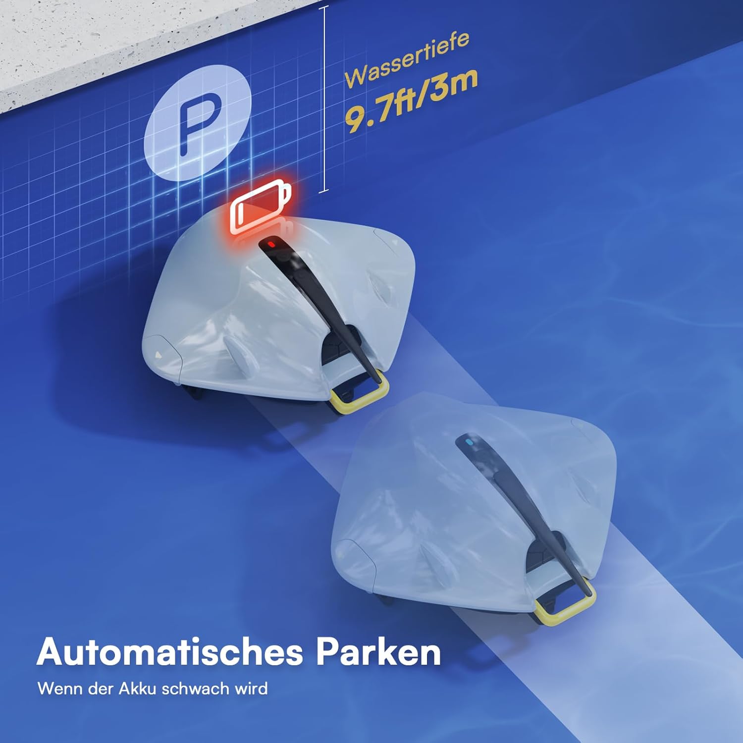 Thumbnail 6 de Kabellos Poolroboter Kabellos Poolsauger Akku 40W mit Doppelfiltersystem & bis 90 Min Laufzeit