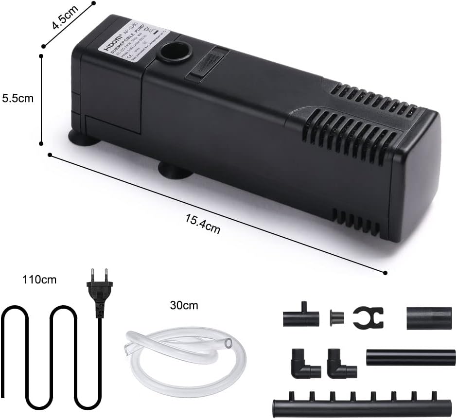 Thumbnail 3 de flintronic Aquarium Filter 8 W – einstellbarer Innenfilter mit Sauerstoffpumpe (bis 80 l, 600 l/h)