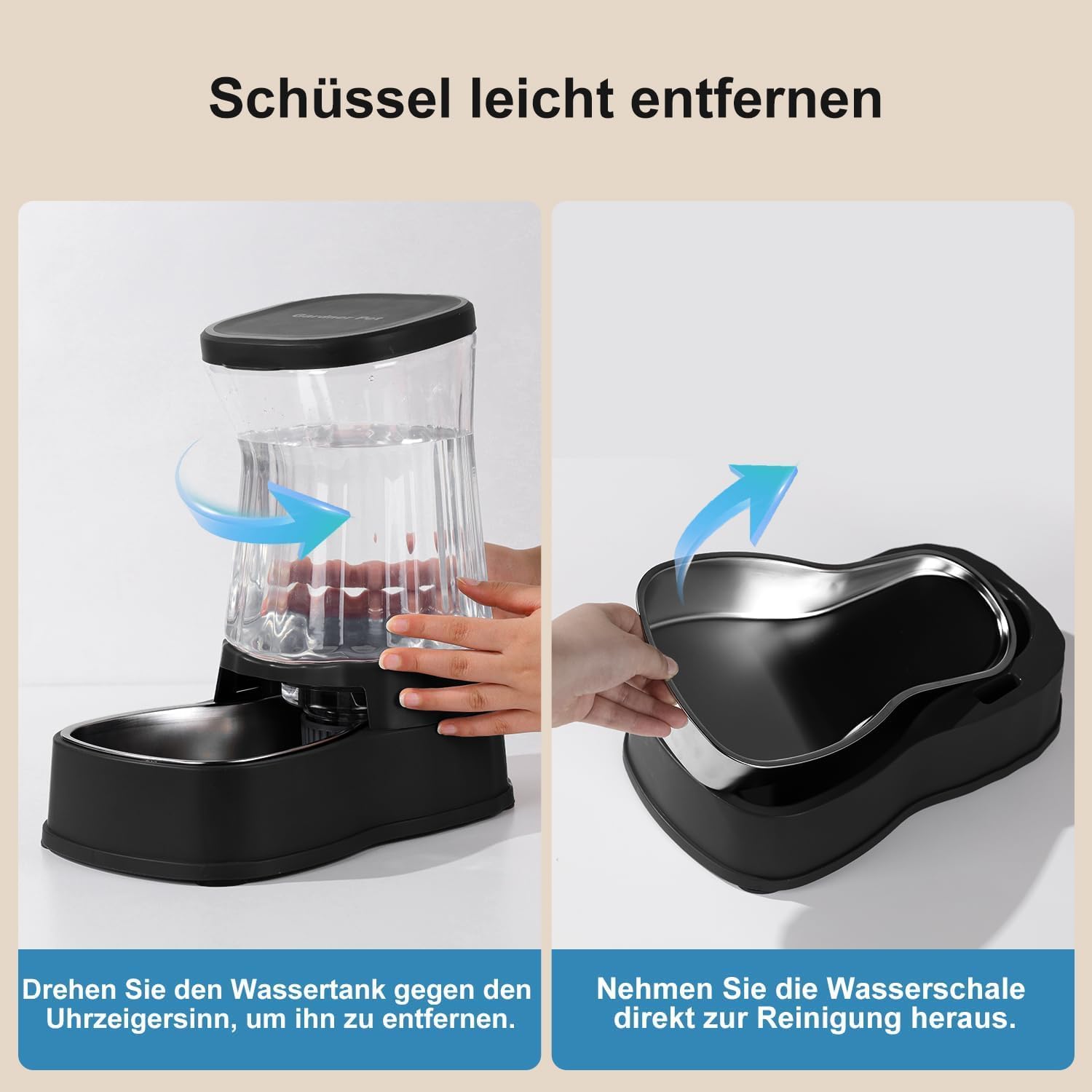 Thumbnail 6 de Gardner Pet 3.85L Gravitation Wasserspender für Katzen – Edelstahlnapf, BPA-frei, ohne Strom