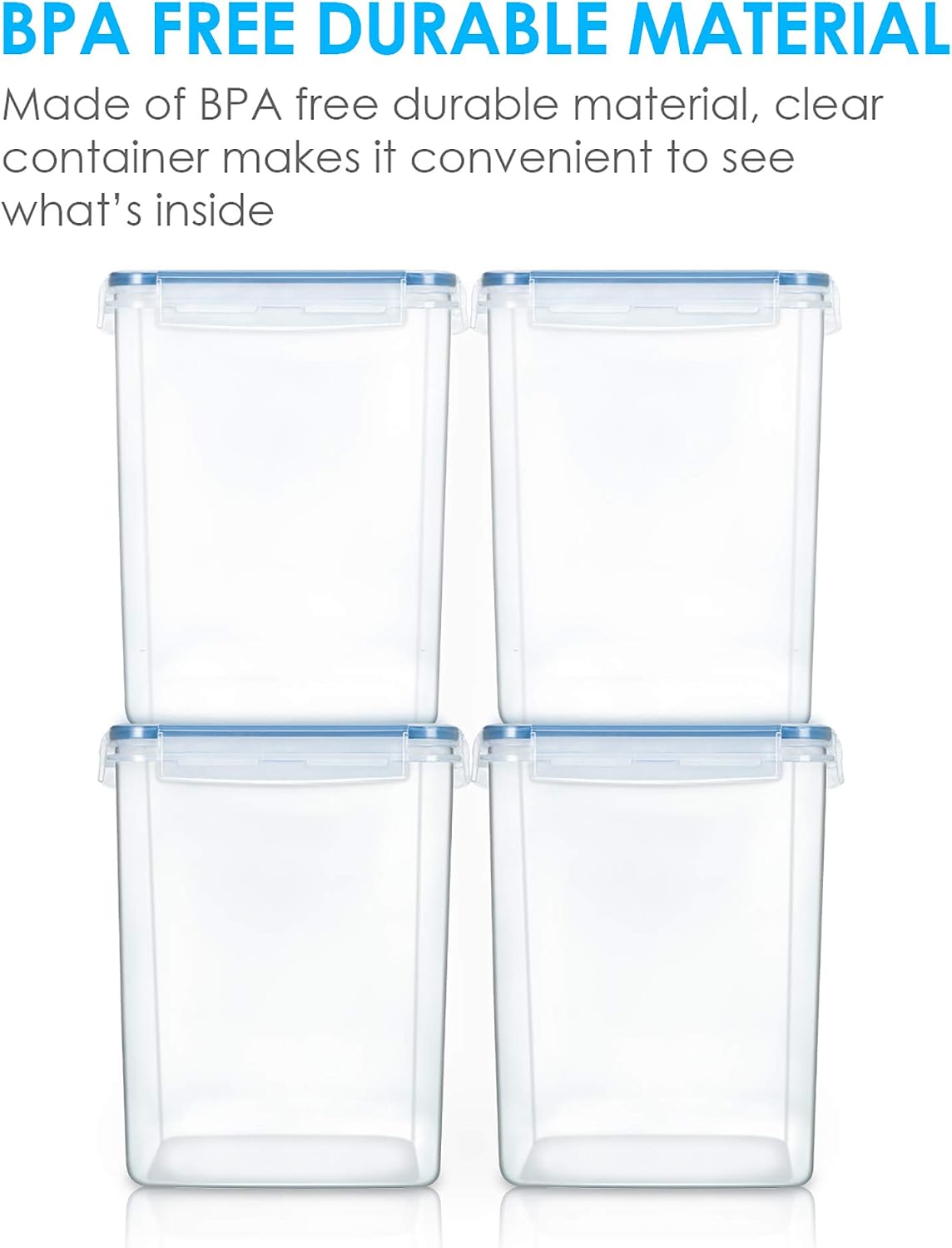 Detalle de Vtopmart 5.2L Flour and Sugar Storage Containers, 4-Pack, Blue, Airtight
