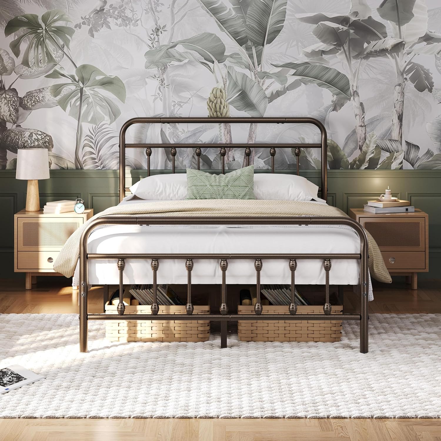 Detalle de Yaheetech Queen Metal Platform Bed Frame