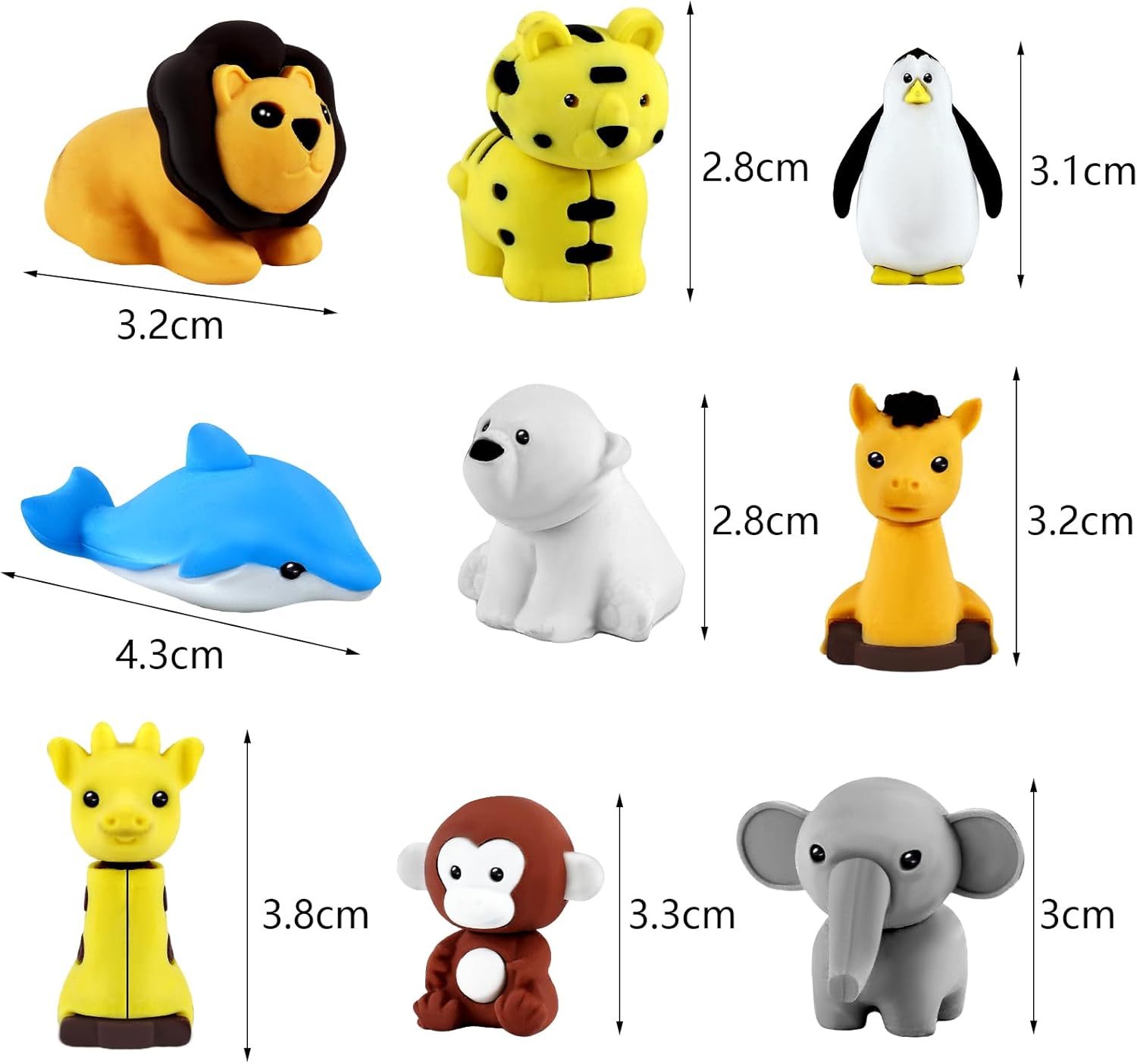 Thumbnail 6 de URSKYTOUS 60 Animal Erasers ✏