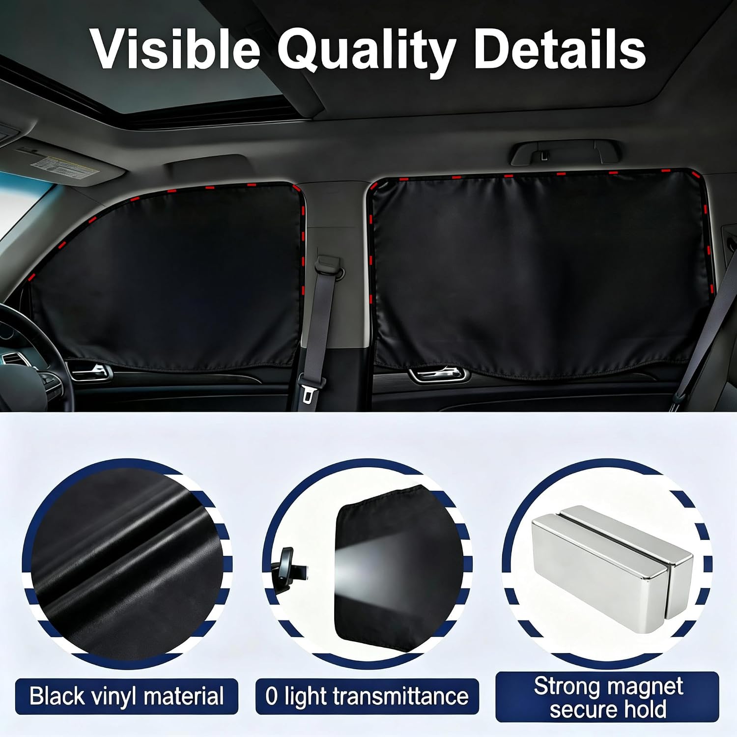 Detalle de XCBYT Car Window Shades (4-Pack) Magnetic Privacy Curtains for Sun Protection