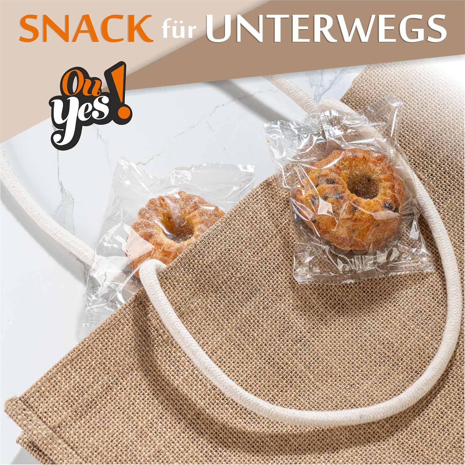 Detalle 2 de OU YES! Mix Muffins (12 x 51 g) – Vanille & Kakao, einzeln verpackt