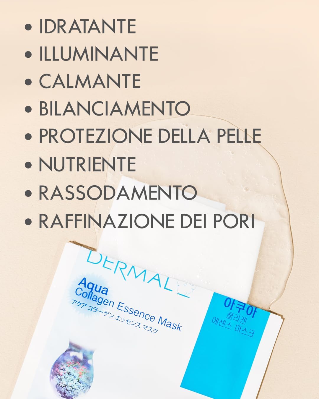 Thumbnail 3 de DERMAL 16 Combo Pack B Collagene Essence Maschera Viso Intera – Set di 16 Maschere Coreane per Pelli Secche e Sensibili