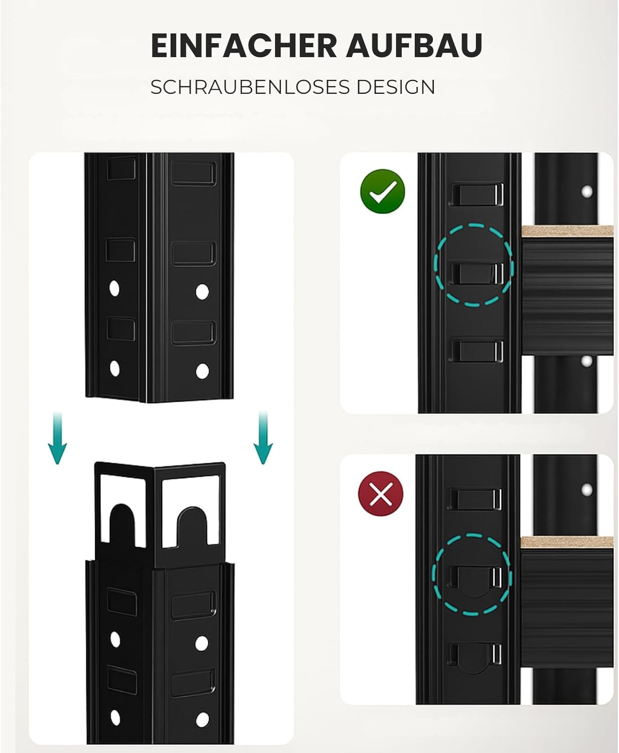 Thumbnail 5 de casa pura Schwerlastregal im 2er-Set – Kellerregal/Lagerregal 50 x 100 x 200 cm, Schwarz, je bis 600 kg