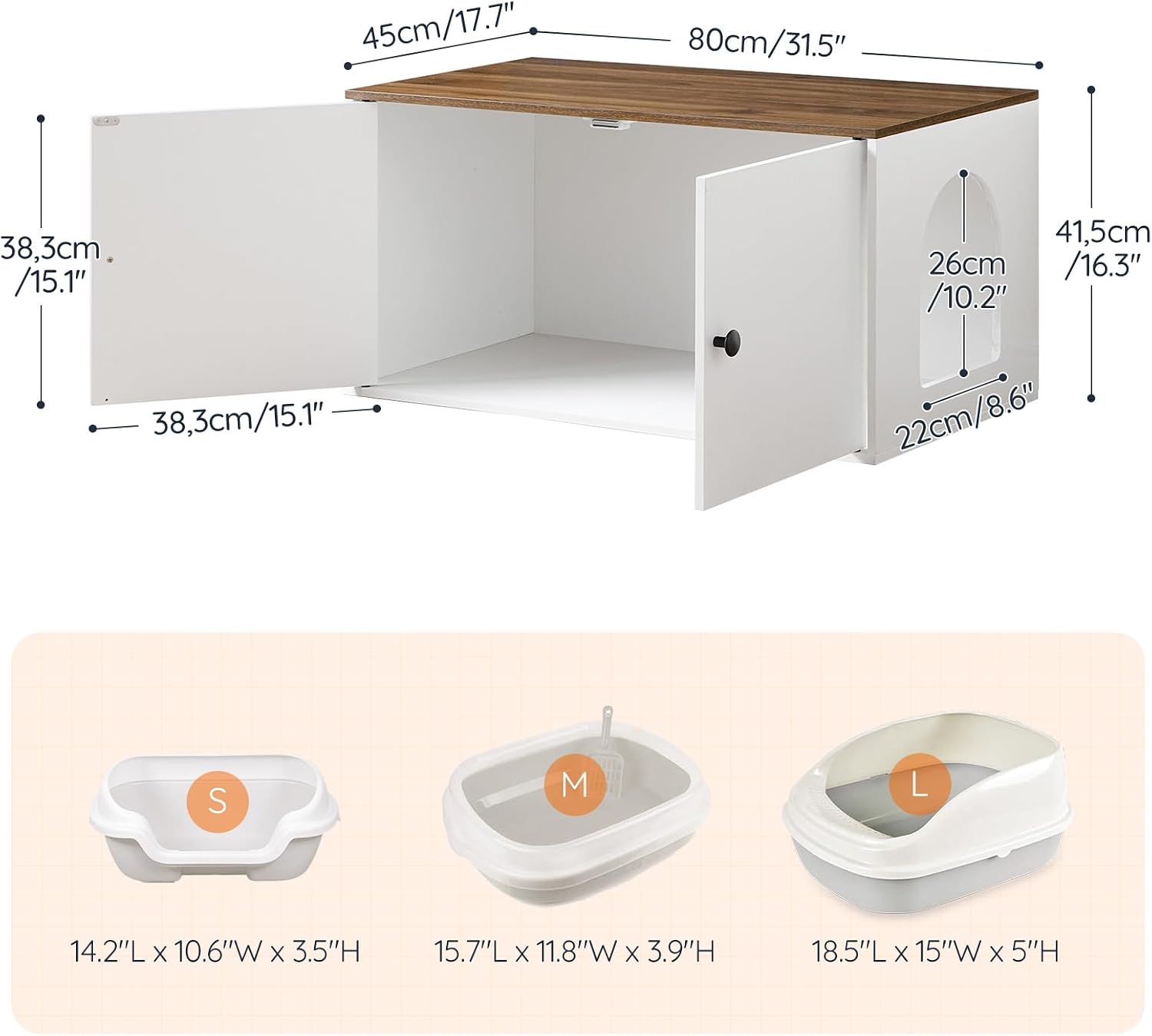 Detalle 2 de HOOBRO EWH40MW01 mueble arenero 80×45×41,5 cm