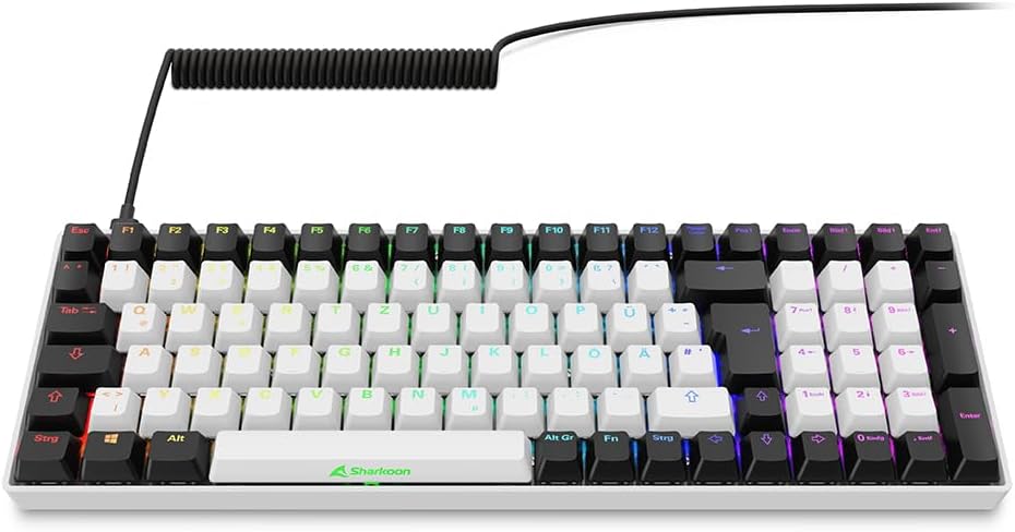 Thumbnail 3 de Sharkoon SGK50 S2 Weiß RGB mit Gateron Braun – kompakte 96%-Tastatur fürs Custom-Makro-Setup