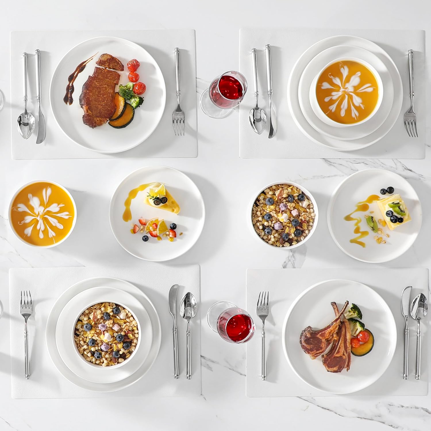 Detalle de MALACASA 18 Pieces Porcelain Dinnerware Set (Series LEAH) for 6