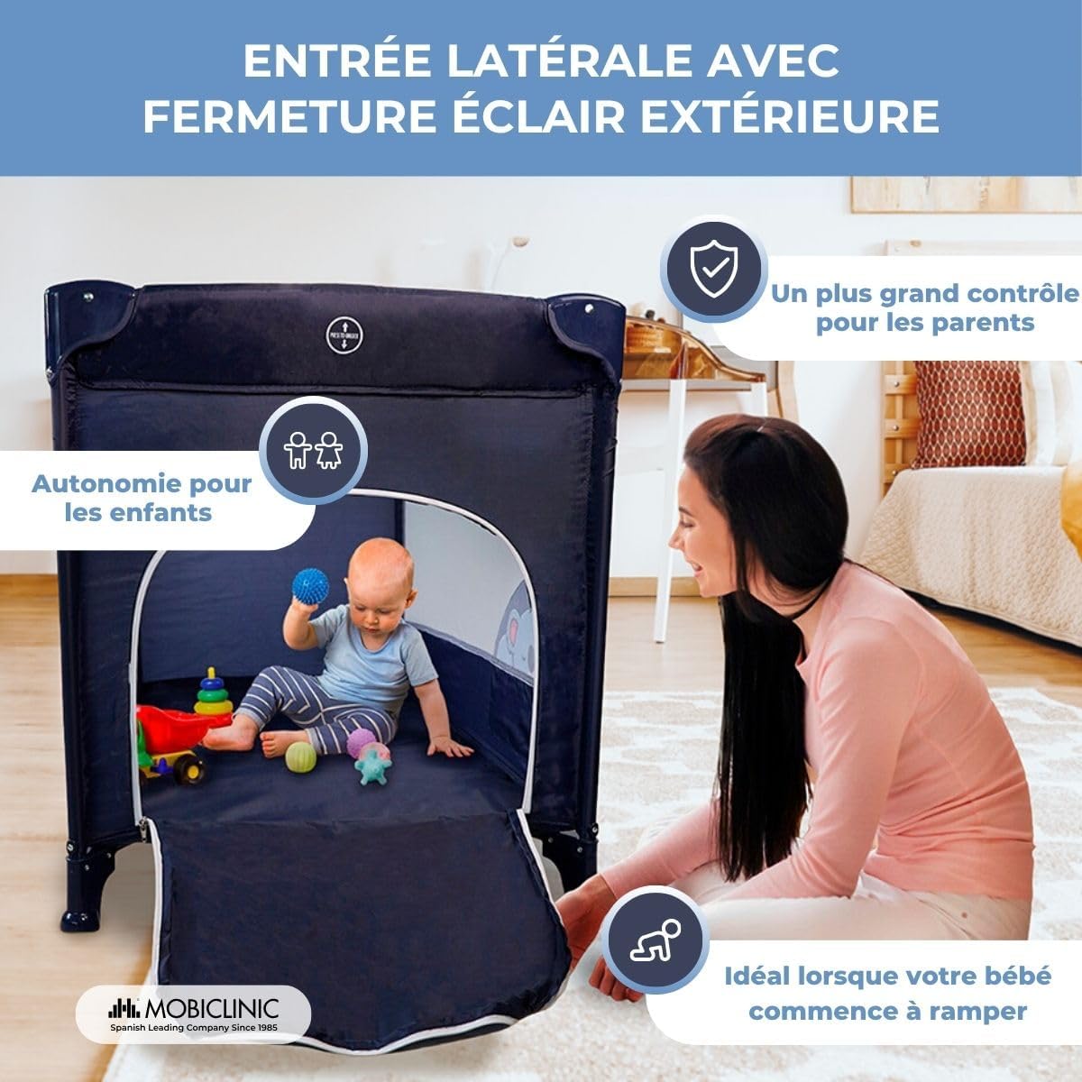 Thumbnail 6 de Mobiclinic Lit Parapluie Bebe 2 en 1, Pliage Ultra-Compact — Lit de voyage et Parc pour bébé