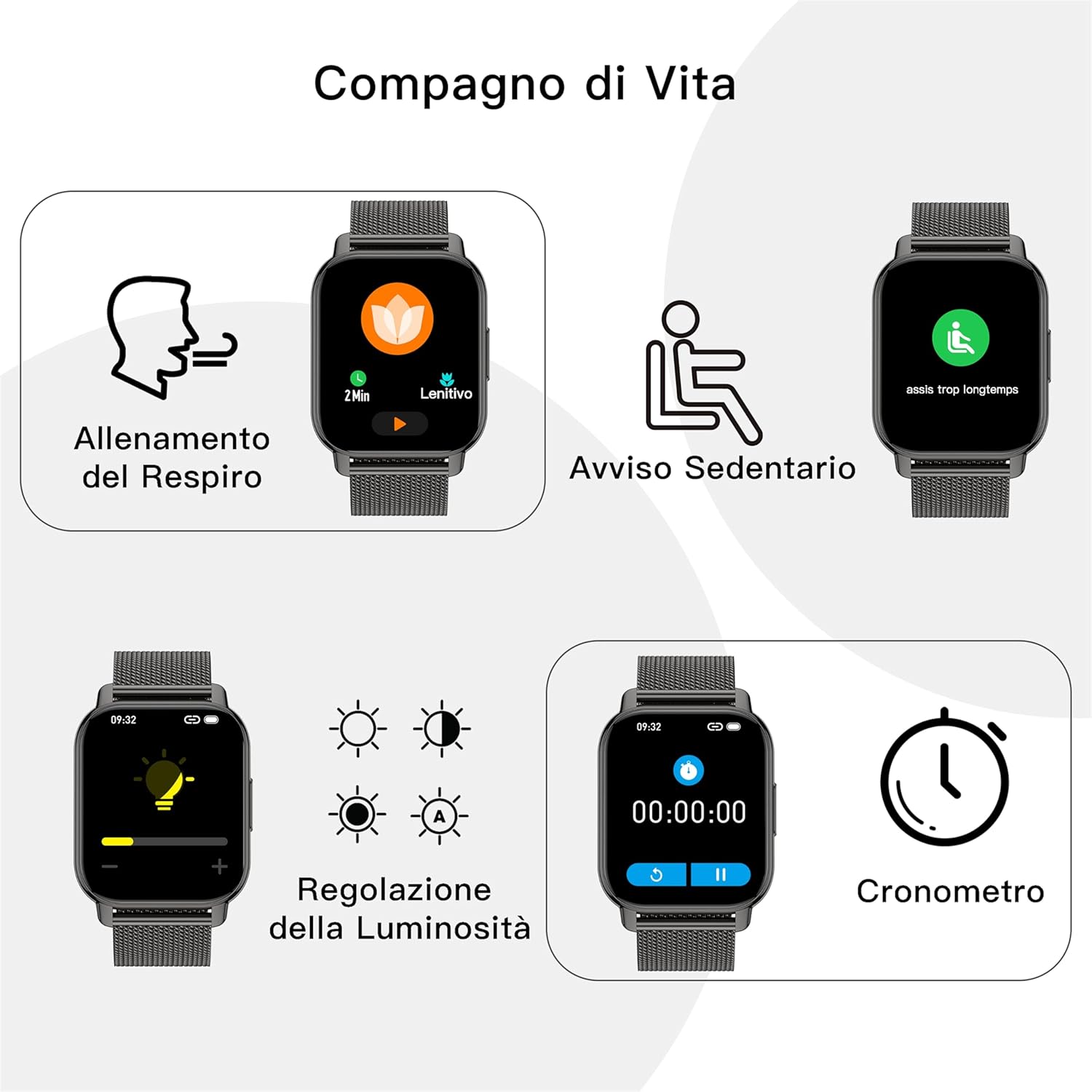 Thumbnail 4 de Popglory Smartwatch Uomo Donna con chiamate e WhatsApp, AI, contapassi e monitoraggio salute 24/7