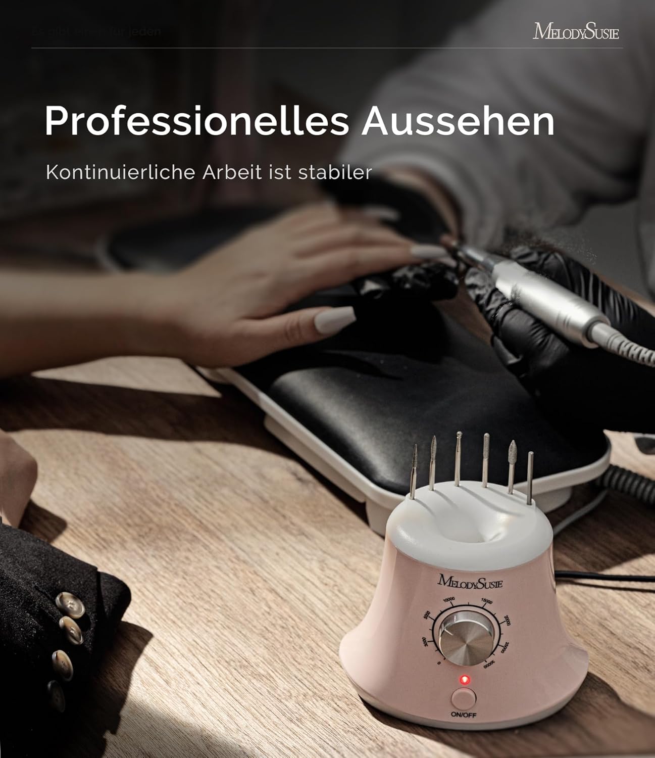 Thumbnail 1 de MelodySusie Elektrische Nagelfräser mit 30.000 U/Min, Set für Maniküre & Pediküre inkl. Fußpedal (rosa)