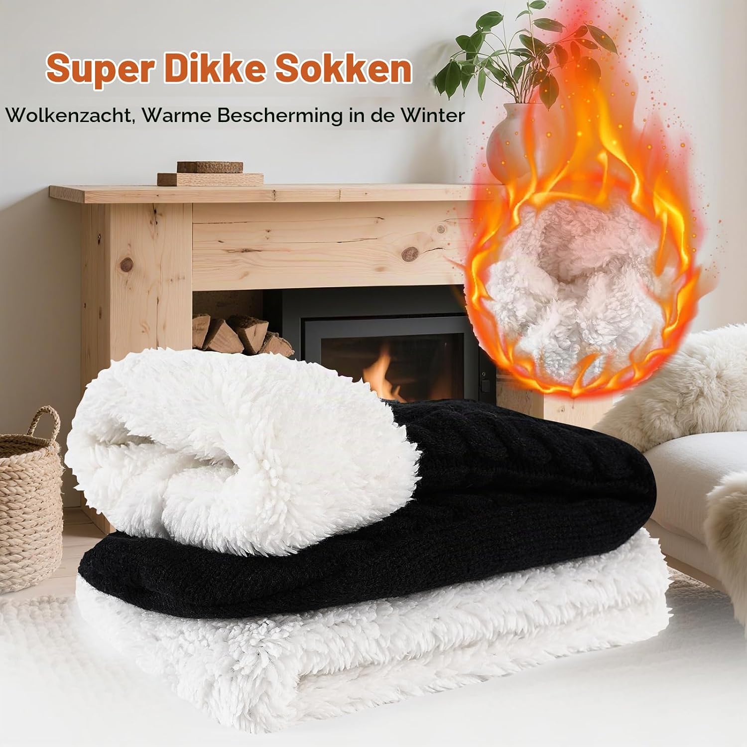 Detalle de SockWaddles dikke warme huissokken voor heren, maat 39–46 met antislip