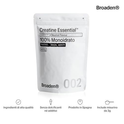 Thumbnail 6 de BROADEN Creatina Monoidrato in Polvere 400 g – 117 porzioni, Micronizzata, Vegana, Senza Glutine