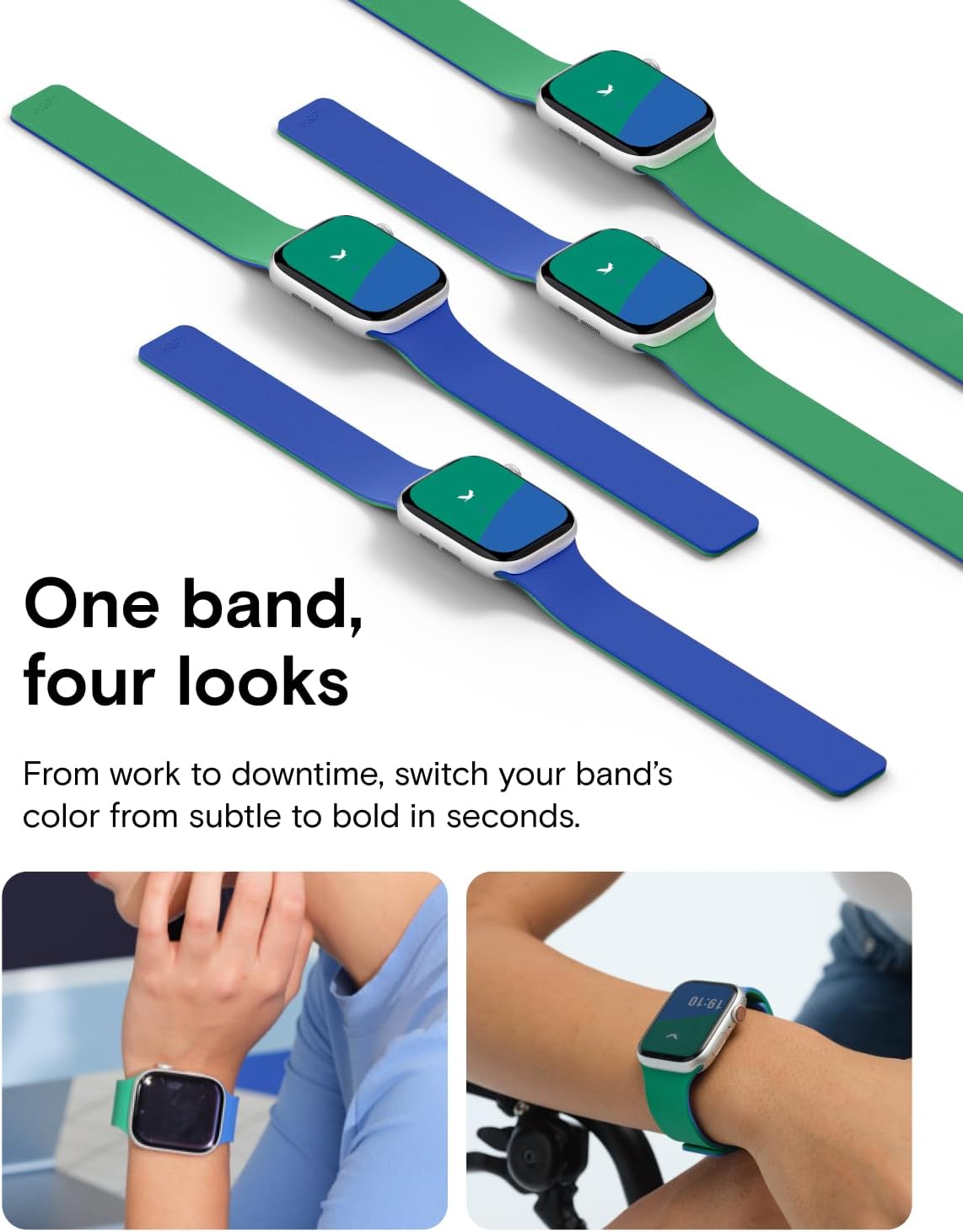 Detalle de MOFT Snap Duo Watch Bands for Apple Watch: Dual‑Colour Silicone with Magnetic Snap