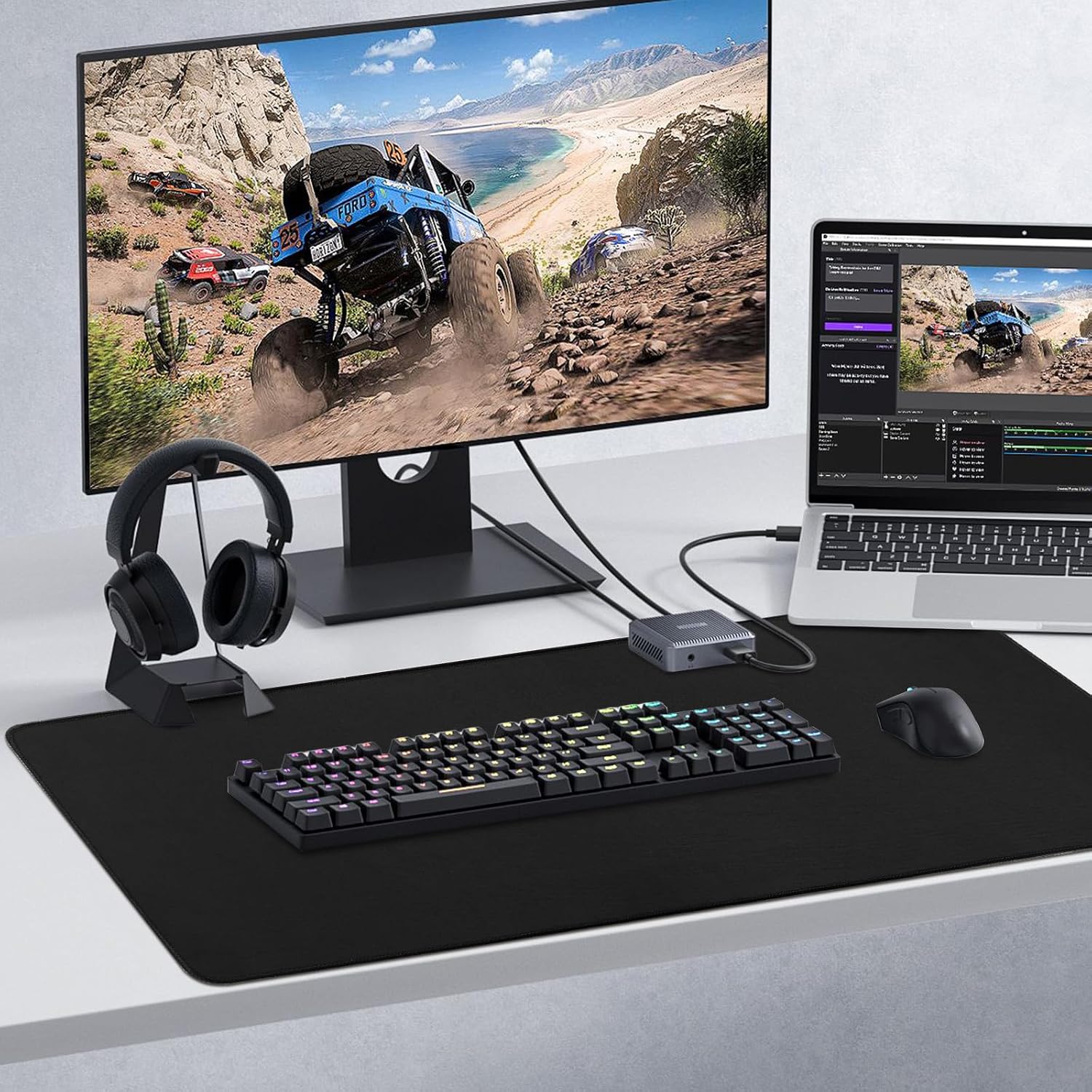 Detalle de Niviy Tapis de Souris Gaming XXL 900x400mm – Grand tapis noir avec base anti-dérapage