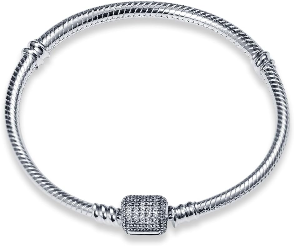 Detalle de KUNSIR Moments – Bracciale Donna in Argento Sterling 925, Snake Style, Compatibile con Ciondolo Pandora