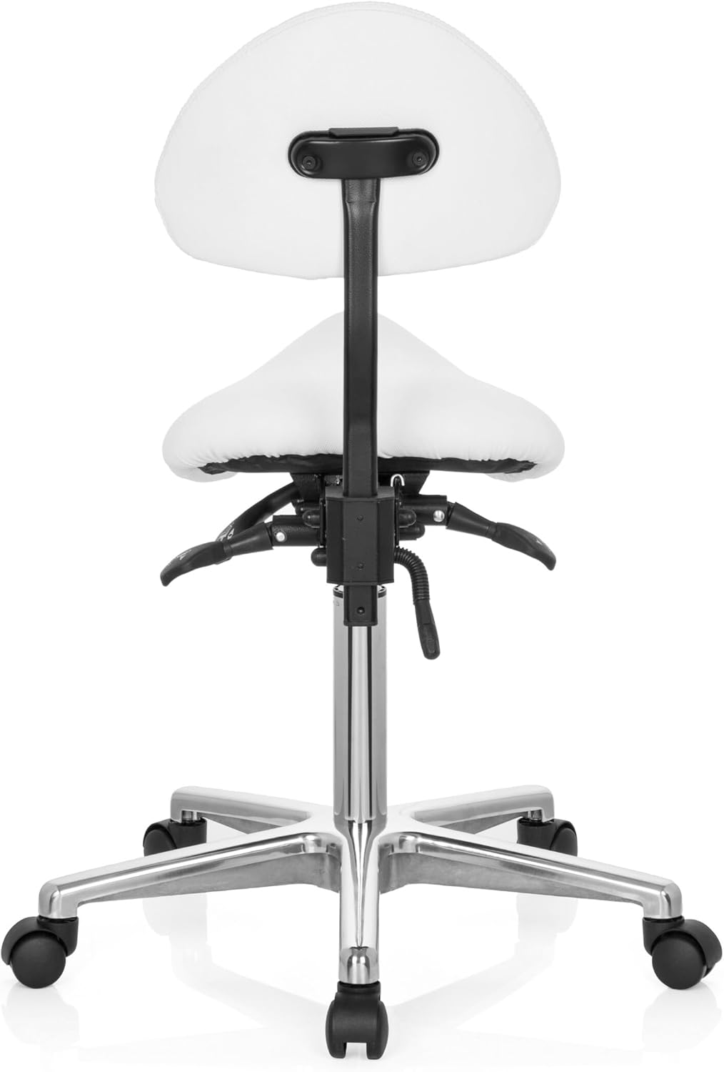 Detalle de HJH Office 608900 Sgabello a sella TOP WORK 20 in – sedile inclinabile, altezza regolabile e ruote mobili